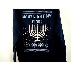 Unisex Adult's Gildan "Baby Light My Fire" Hanukkah Sweatshirt, Size M - Navy Bl